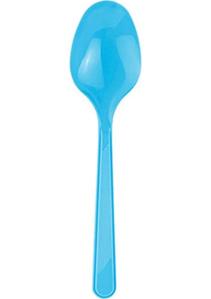 Plastik Kaşık Mavi Kaşık 25 Adet Kullan At Kaşık