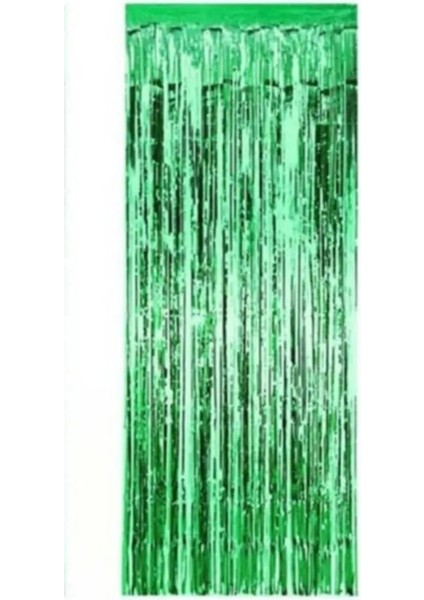 Metalize Arka Fon Yeşil Kapı Duvar Perdesi 90 x 200 cm Metalik Duvar Püskülü Püsküllü Arka Fon