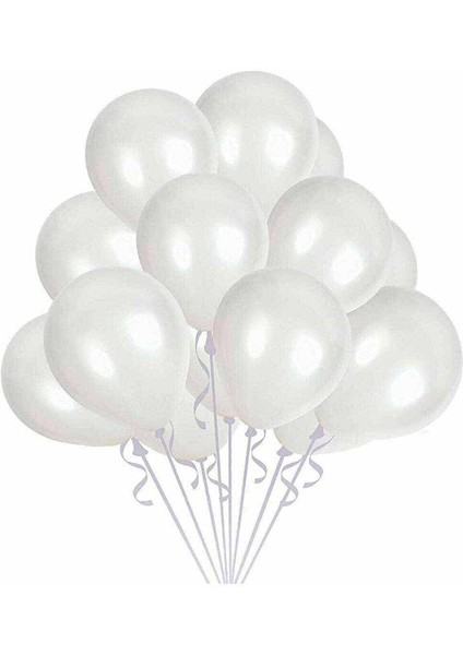 Metalik Beyaz Balon 100 Adet 12 Inc Lateks Balon