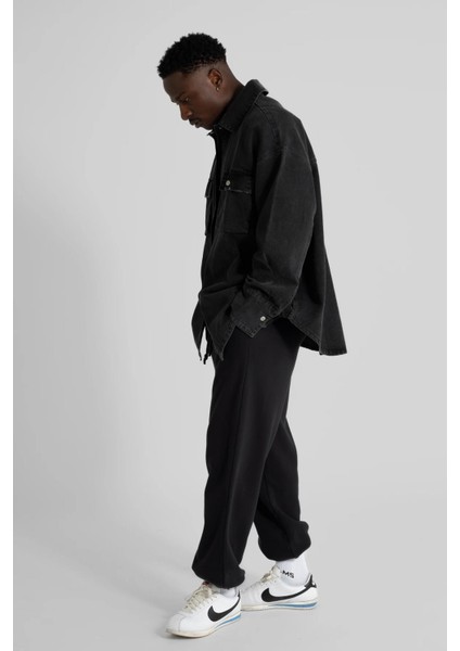 Siyah Oversize Denim Gömlek
