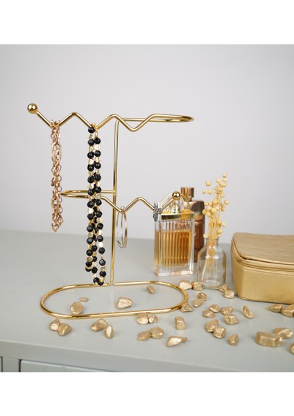 Takı Standı, Takılık, Küpelik, Bileklik, Kolye Seti, Takı Dolabı Düzenleyici Gold 35X15