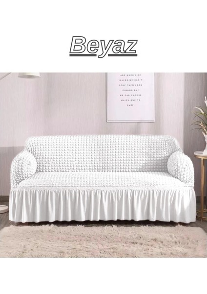 Bürümcük 3 Kişilik Koltuk Örtüsü. Etekli Streç Esnek Lastikli Çekyat Kanepe Kılıfı
