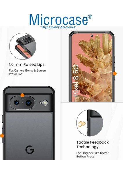Google Pixel 8 Luna Serisi Köşe Korumalı Sert Rubber Kılıf - AL3422 Siyah