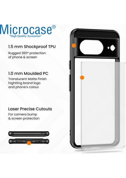 Google Pixel 8 Luna Serisi Köşe Korumalı Sert Rubber Kılıf - AL3422 Siyah