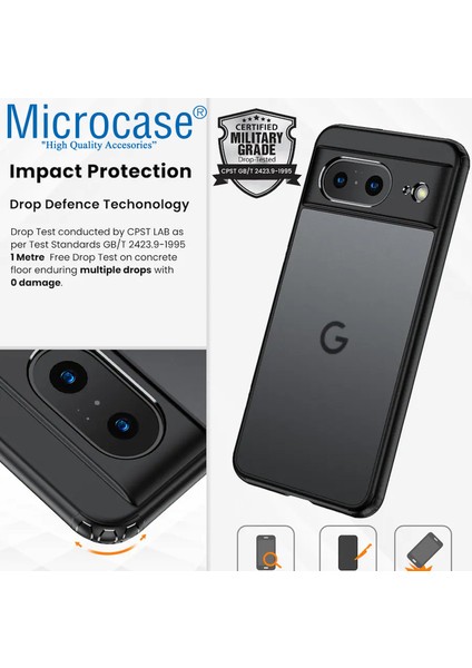 Google Pixel 8 Luna Serisi Köşe Korumalı Sert Rubber Kılıf - AL3422 Siyah