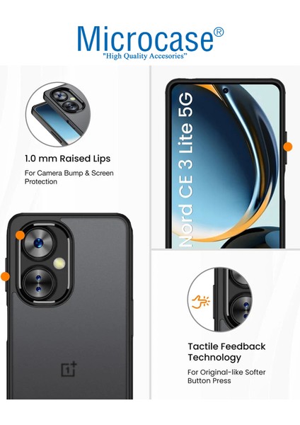 Oneplus Nord Ce 3 Lite Luna Serisi Köşe Korumalı Sert Rubber Kılıf - AL3422 Siyah