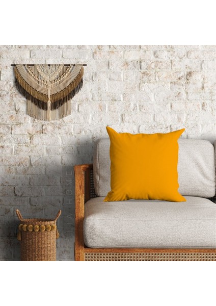 Hardal Renk Çift Taraflı Dekoratif Minder Kılıfı 60 x 60 cm