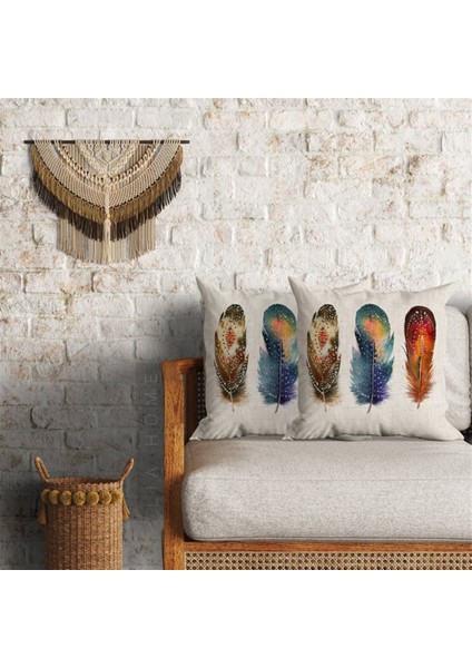 Tüy Desenli Dekoratif 2'li Minder Kılıfı Seti 60*60 cm