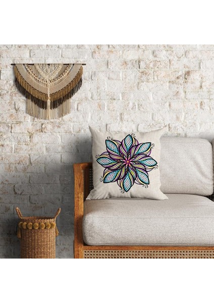 Mandala Desenli Dekoratif Minder Kılıfı 60*60 Cm