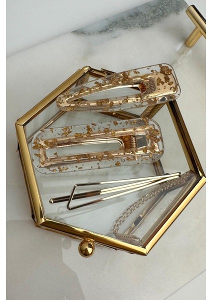 3 Lü Sedefli Metal Yan Toka (Ölçü:6,5cm)