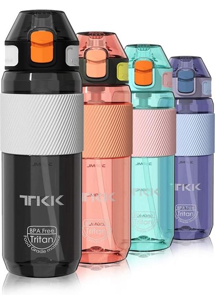 Tkk 700ML Pipetli Taşıma Kulplu Silikon Gövde Ölçü Skalalı Su Matarası