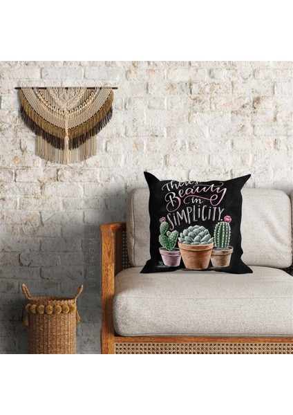 Kaktüs Desenli Dekoratif Minder Kılıfı 60 x 60 cm
