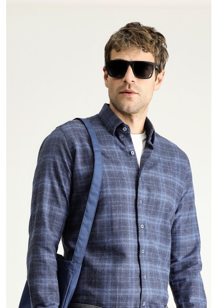 Uzun Kol Slim Fit Oduncu Ekose Pamuklu Gömlek