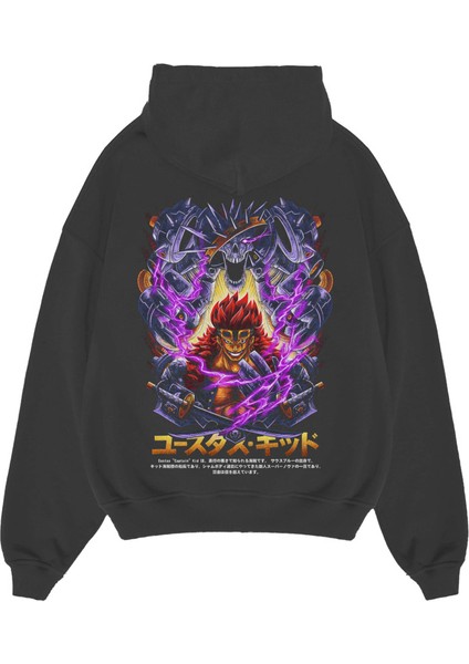 Oversize 3 Ip Kalın Baskılı Hoodie