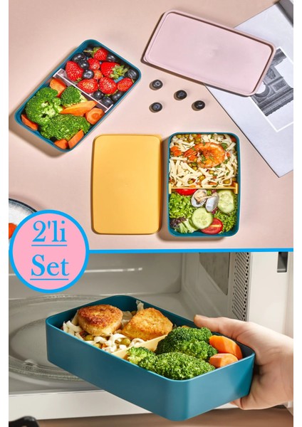 1005 2’li Bölmeli Saklama Kabı Seti- Beslenme Yemek Kutusu Lunch Box