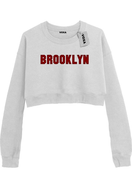 Basic Crop Bisiklet Yaka Uzun Kollu Brooklyn Sweat