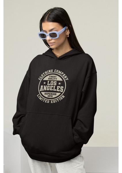 Oversize Los Angeles Yazılı Kolej Hoodie