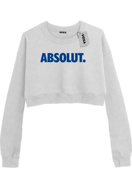 Basic Crop Bisiklet Yaka Uzun Kollu Absolut Sweat