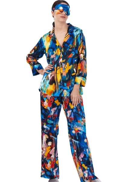 İpek Gömlek Pantolon-Pijama Takımı Abstract Desen 10 Nomads Felt