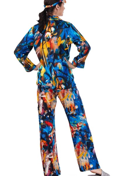 İpek Gömlek Pantolon-Pijama Takımı Abstract Desen 10 Nomads Felt