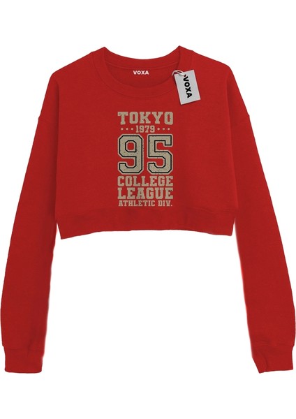 Basic Crop Bisiklet Yaka Uzun Kollu Tokyo College Sweat