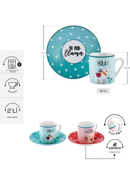 Lama 2 Kişilik Kahve Fincan Takımı 80 ml