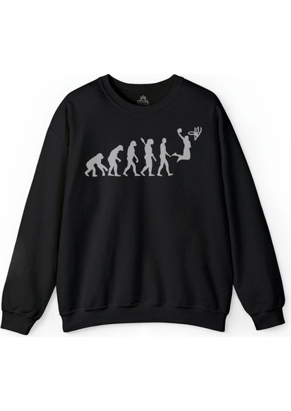 Evolution Human Evrim Insan Maymun Basketbol Baskılı Sweatshirt