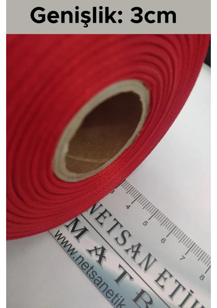 3cm x 2mt Yılbaşı Desenli Yeşil Renk Grogren Kurdele