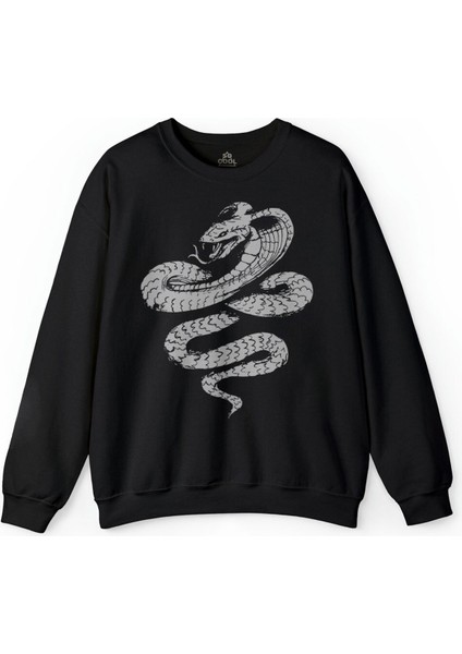 Kral Kara Kobra Yılan King Black Snake Cobra Baskılı Sweatshirt