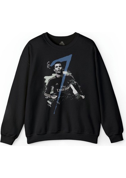 Siyah Baskılı Cristiano Ronaldo Real Madrid Gol Kralı Baskılı Sweatshirt