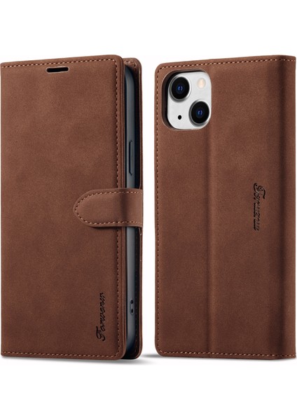 Iphone 14 Için Plus Tam Koruma Cep Telefonu Kapak Standı F1 Serisi Flip Deri Cüzdan Case-Brown (Yurt Dışından)