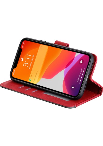 Iphone 14 Için Plus Plicing Dikişli Cilt Touch Folio Flip Case Stand Pu Deri Derili Damla Geçirmez Cep Telefonu Kapak-Kırmızı (Yurt Dışından) modelleri