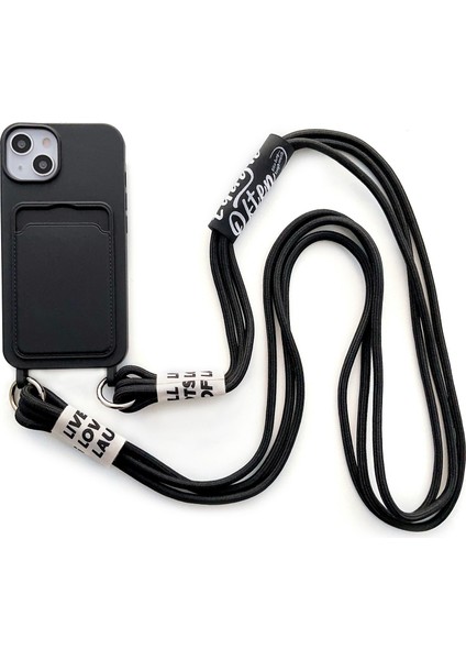Iphone 14 Plus Card Yuvası Için Telefon Kılıfı Anti-Çizgi Sıvı Silikon Koruyucu Telefon Kapağı Asılı Kayış Black (Yurt Dışından)