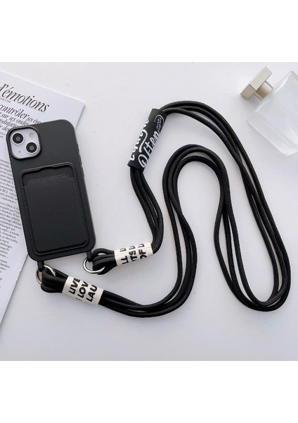 Iphone 14 Plus Card Yuvası Için Telefon Kılıfı Anti-Çizgi Sıvı Silikon Koruyucu Telefon Kapağı Asılı Kayış Black (Yurt Dışından)