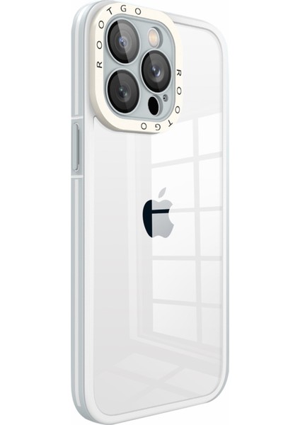 Iphone 14 Pro Max 6.7 Inç Koruyucu Kasa Pc+Tpu Hibrit Şok Geçirmez Telefon Kabuğu Cam Lensli Kapak-Beyaz (Yurt Dışından)