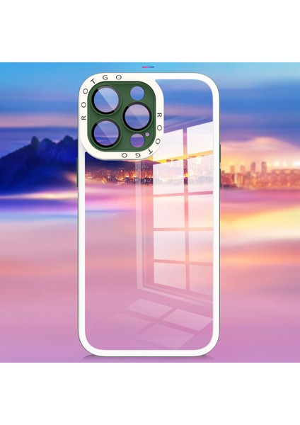 Iphone 14 Pro Max 6.7 Inç Koruyucu Kasa Pc+Tpu Hibrit Şok Geçirmez Telefon Kabuğu Cam Lensli Kapak-Beyaz (Yurt Dışından)
