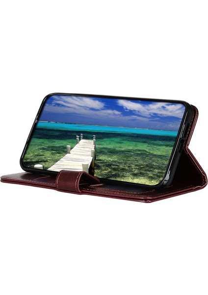 Iphone 14 Için 6.7 Inç Çılgın At Doku Telefon Kılıfı Şok Geçirmez Stand Pu Deri Deri Cüzdan Ant-Drop Manyetik Koruyucu Kabuk-Kahverengi (Yurt Dışından)