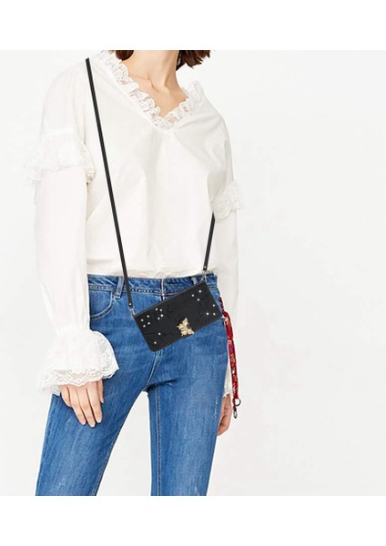 Iphone 14 Pro Max Için Max 6.7 Inç Kelebek Çiçekler Baskılı Rhinestone Dekoru Telefon Kapağı Cüzdan Elsiz Stand Deri Kılıf Omuz Kayışı Black (Yurt Dışından) indirimleri