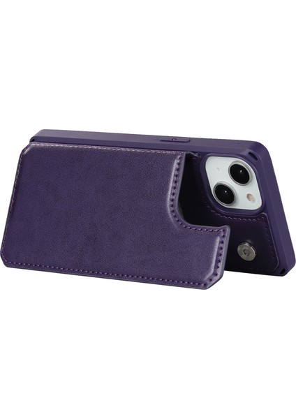 Iphone 14 Için Plus Kart Yuvaları Tasarımı Kickstand Pu Deri Kaplamalı Tpu Telefon Kılıfı Strap-Dark Purple ile Çarpışma Karşıtı Cüzdan Kapağı (Yurt Dışından) fırsatları
