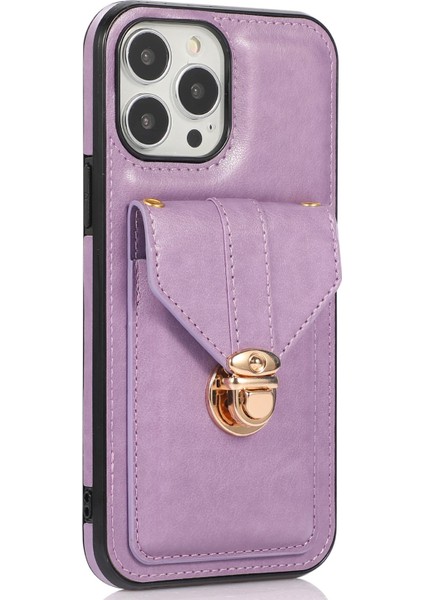 Iphone 14 Pro Max Için 6.7 Inç Için Telefon Pomalı Omuz Çantası Çizik Anti-Çizik Pu Deri+Tpu Kickstand Telefon Vaka-Mor (Yurt Dışından) modelleri