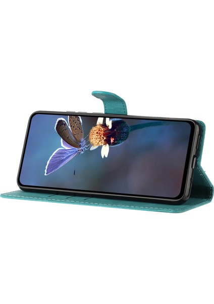 Iphone 14 Pro Max Çiçek Tahsil Telefon Kapağı Pu Deri Cüzdan Stand Kılıf Sky Blue (Yurt Dışından)