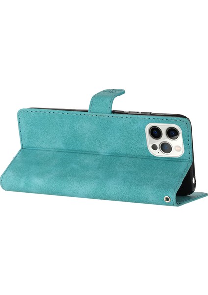 Iphone 14 Pro Max Çiçek Tahsil Telefon Kapağı Pu Deri Cüzdan Stand Kılıf Sky Blue (Yurt Dışından)