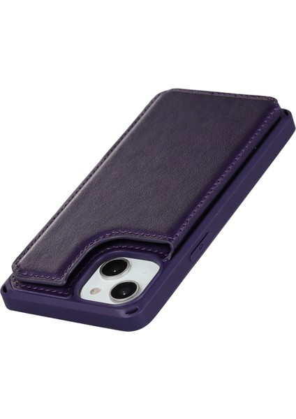Iphone 14 Için Plus Kart Yuvaları Tasarımı Kickstand Pu Deri Kaplamalı Tpu Telefon Kılıfı Strap-Dark Purple ile Çarpışma Karşıtı Cüzdan Kapağı (Yurt Dışından) indirimleri