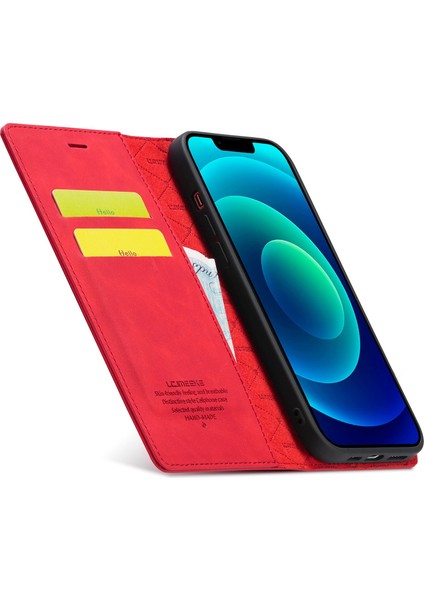 Iphone 14 Için Pu Deri Cüzdan Folio Flip Case Manyetik Otomatik Absorbed Stand Kapak Kırmızısı (Yurt Dışından) fiyatları