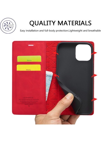 Iphone 14 Için Pu Deri Cüzdan Folio Flip Case Manyetik Otomatik Absorbed Stand Kapak Kırmızısı (Yurt Dışından) indirimleri