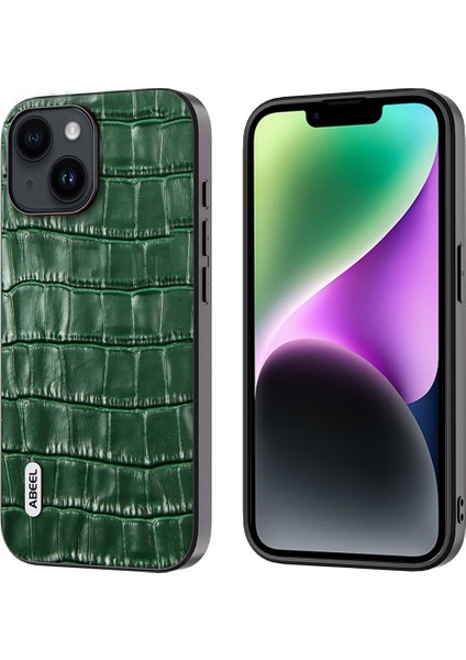 Iphone 14 Plus Anti-Drop Timsah Dokusu Için Telefon Kılıfı Cowhide Deri+Tpu+Pc Hibrid Kapak Yeşili (Yurt Dışından)