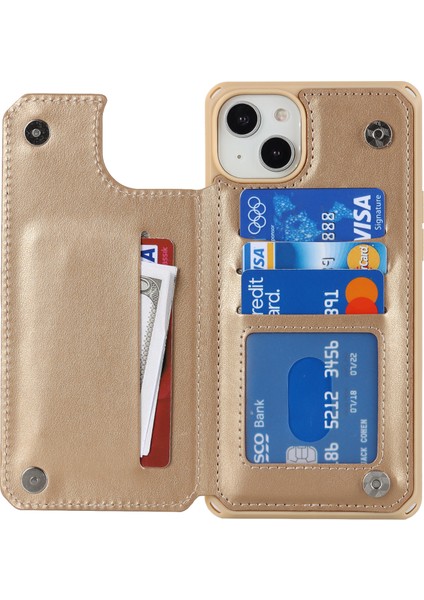 Iphone 14 Için Plus Kart Yuvaları Tasarımı Kickstand Pu Deri Kaplamalı Tpu Telefon Kılıfı Çarpışma Karşıtı Cüzdan Kapağı Strap-Gold (Yurt Dışından) fiyatları