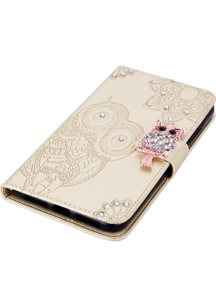 Iphone 14 Için 6.7 Inç Baykuş Çiçeği Baskılı Cüzdan Standı Pu Deri Tpu Telefon Kapağı Rhinestone Dekor-Gold (Yurt Dışından) fırsatları