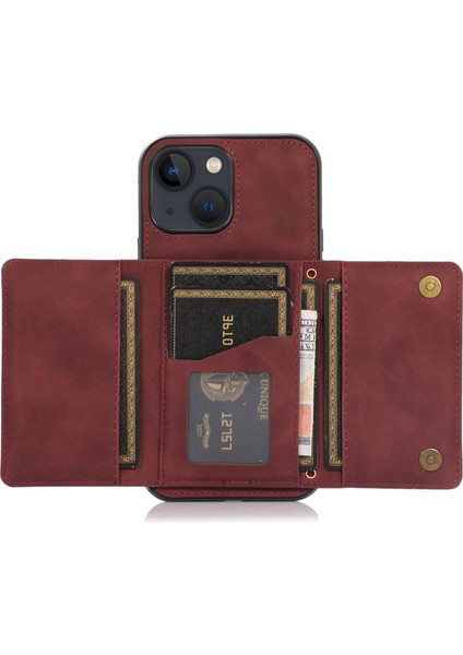 Iphone 14 Için Deri Kaplı Tpu Telefon Kabuğu Katlanabilir Cüzdan Özelliği Cep Telefonu Kapak-Wine Kırmızısı (Yurt Dışından) fırsatları
