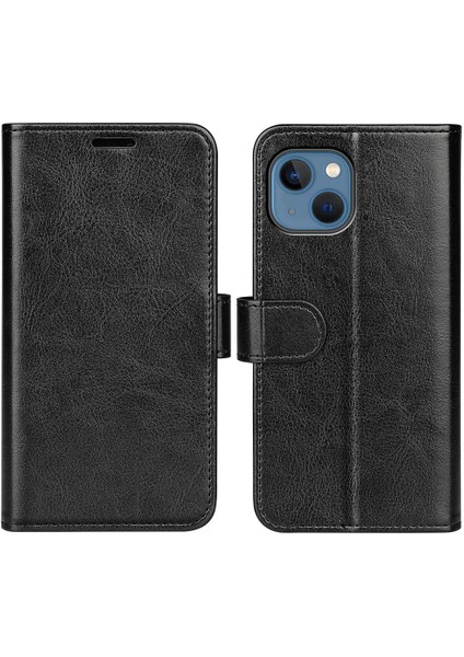 Iphone 14 Için 6.7 Inç Çılgın At Dokusu Flip Folio Telefon Kılıfı Pu Deri+Tpu Cüzdan Stand Manyetik Kapak Black (Yurt Dışından)